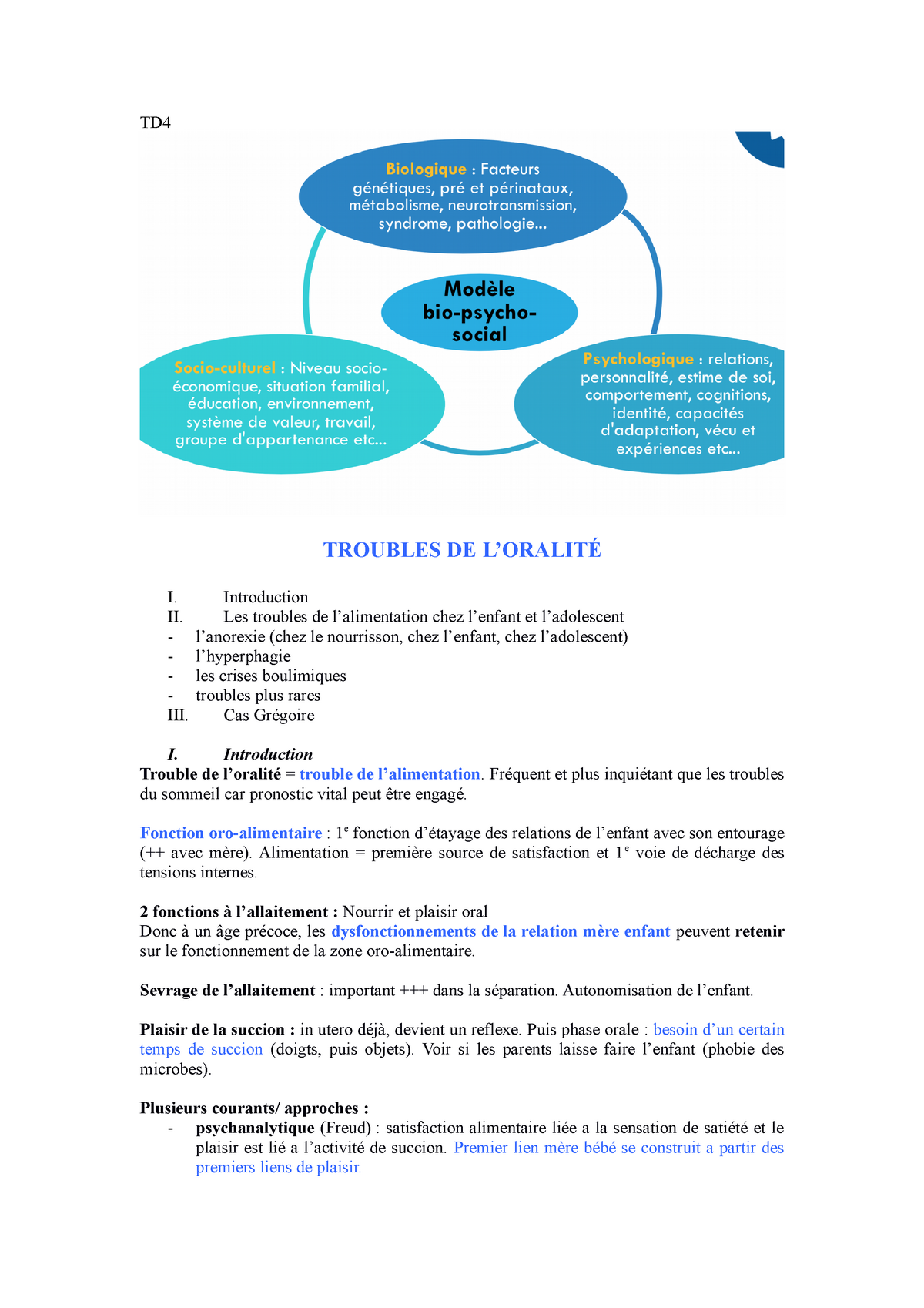 Td4 Les Troubles Alimentaires Td4 Troubles De L Oralite I Ii Iii Introduction Les Troubles De Studocu