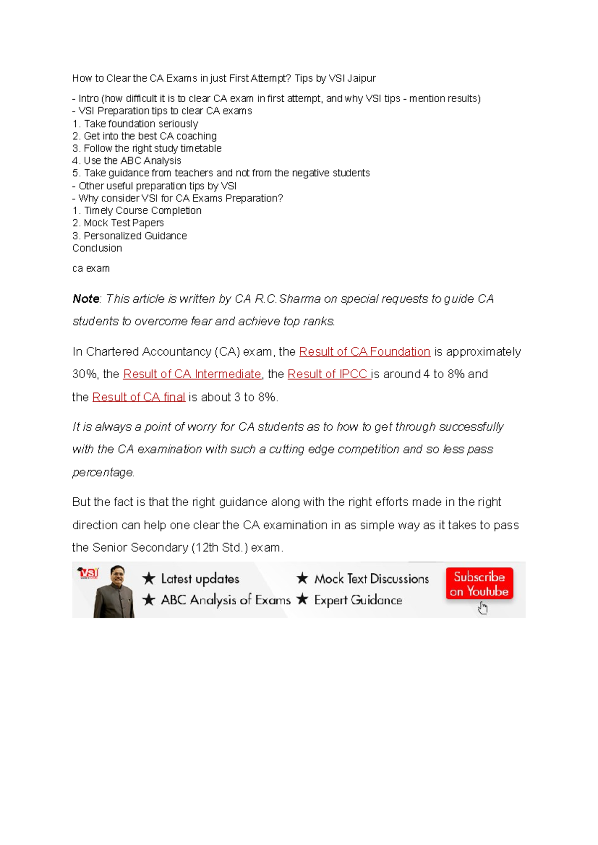 How to Clear the CA Exams in just First Attempt - Take foundation ...