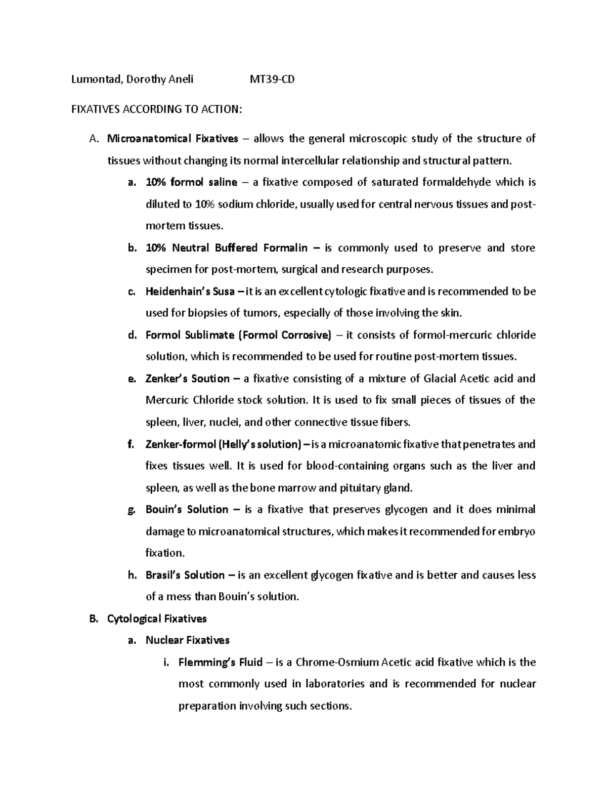 Fixatives by Action Warning TT undefined function 32 Warning TT