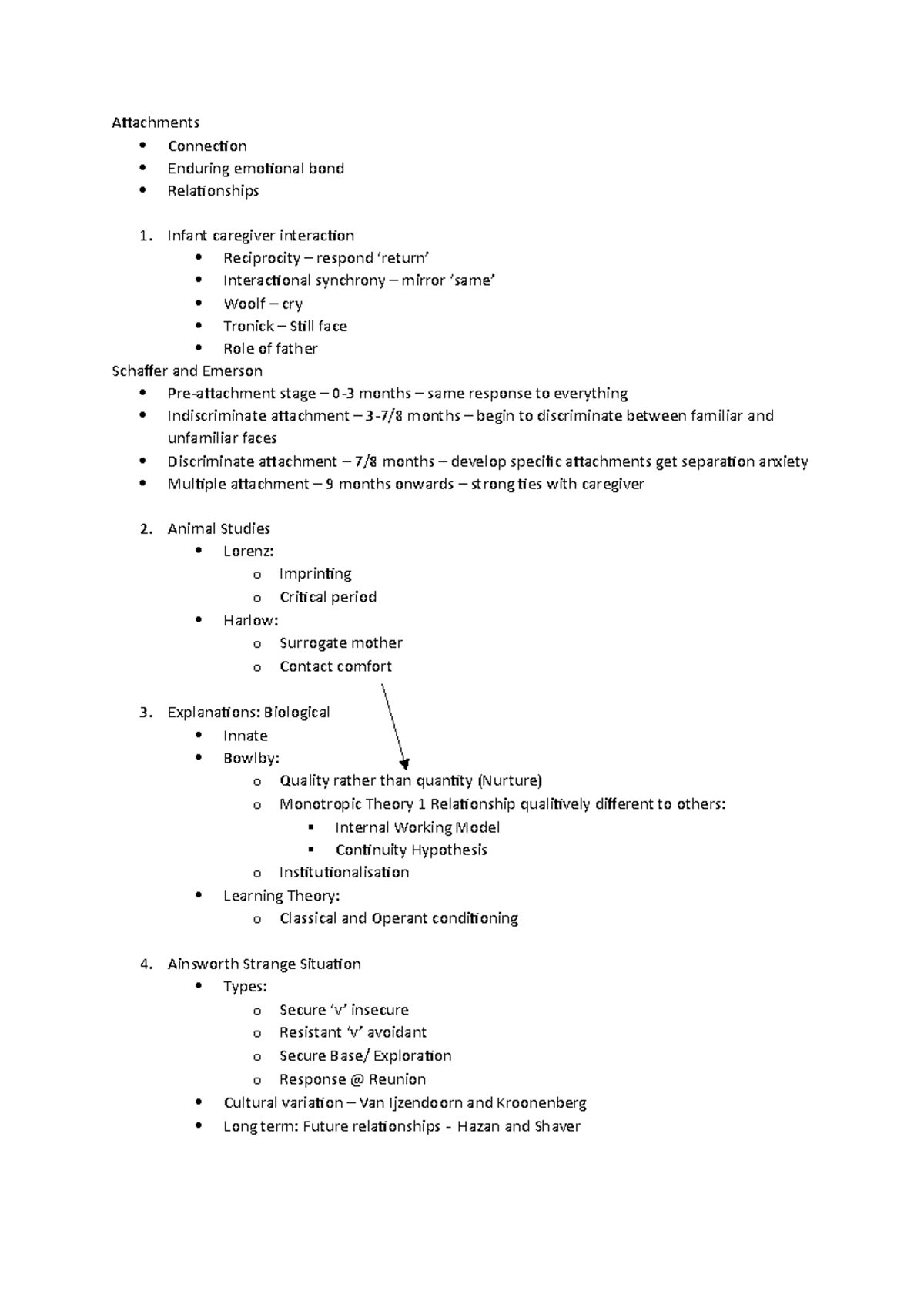 Attachments - notes - Attachments Connection Enduring emotional bond ...