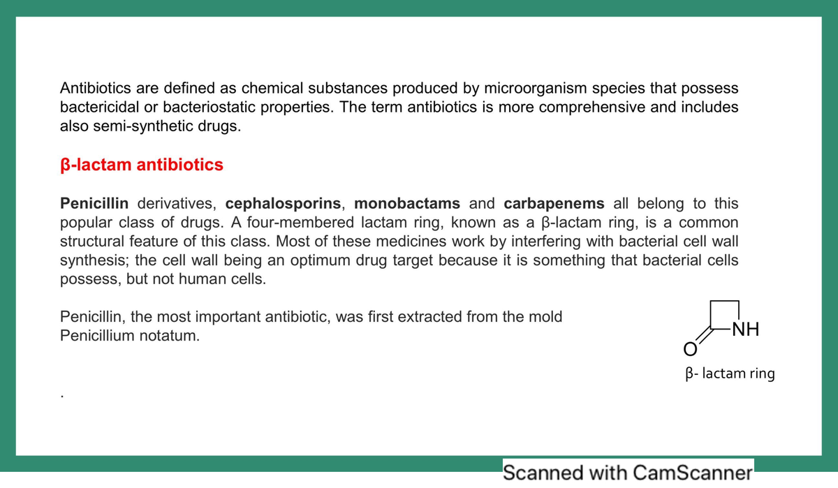 B-lactam Antibiotics - Biotechnology - Studocu