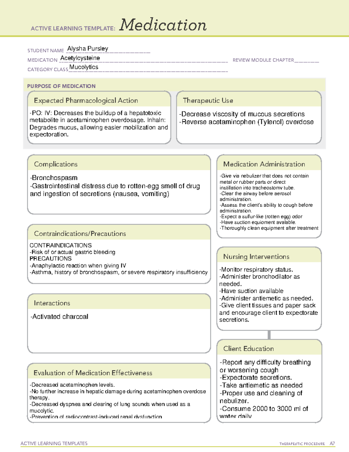 Respiratory Drugs - Mucolytics - acetylcystiene - ACTIVE LEARNING ...