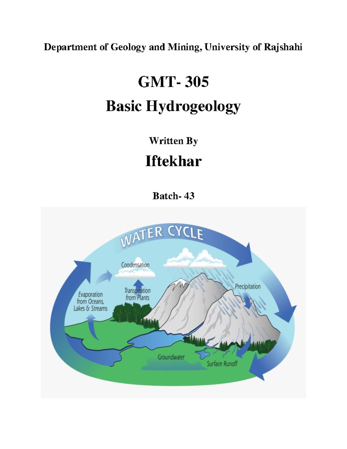 Basic Hydrogeology Department Of Geology And Mining University Of