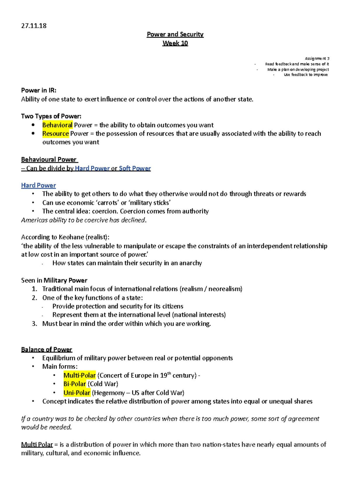 Week 10 - Power and Security - Power and Security Week 10 Assignment 3 ...