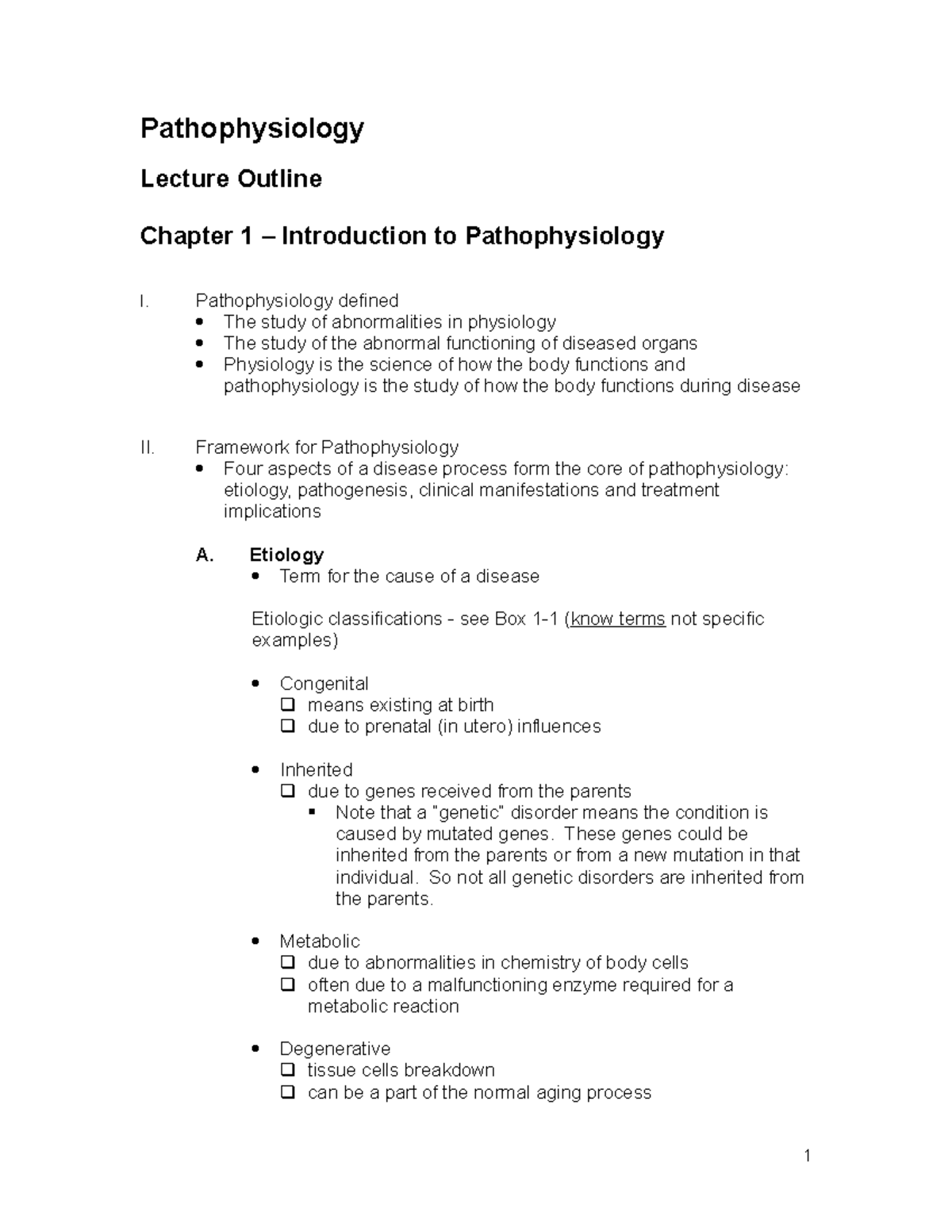 Chapter 1 - Intro To Patho And Chapter 2 - Homeostasis ...