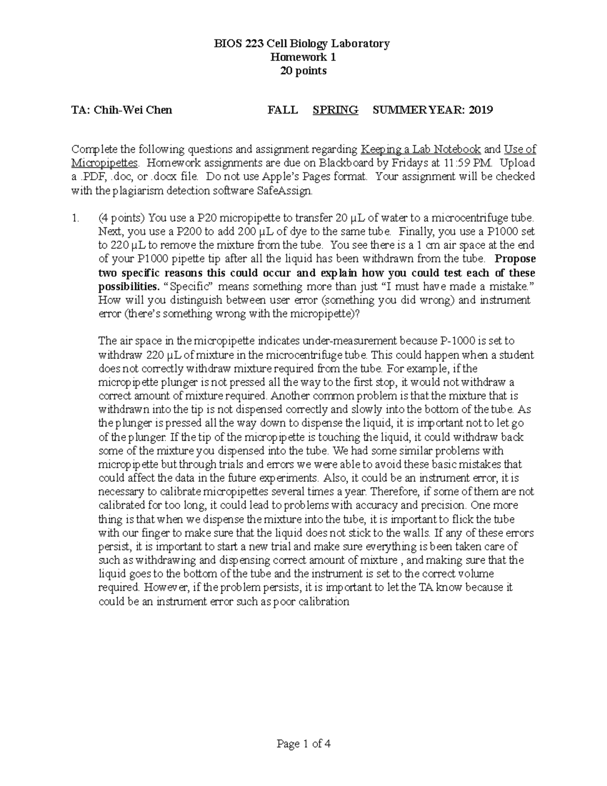 BIOS 223 Homework 1 - Lab 1 - BIOS 312 - UIC - Studocu