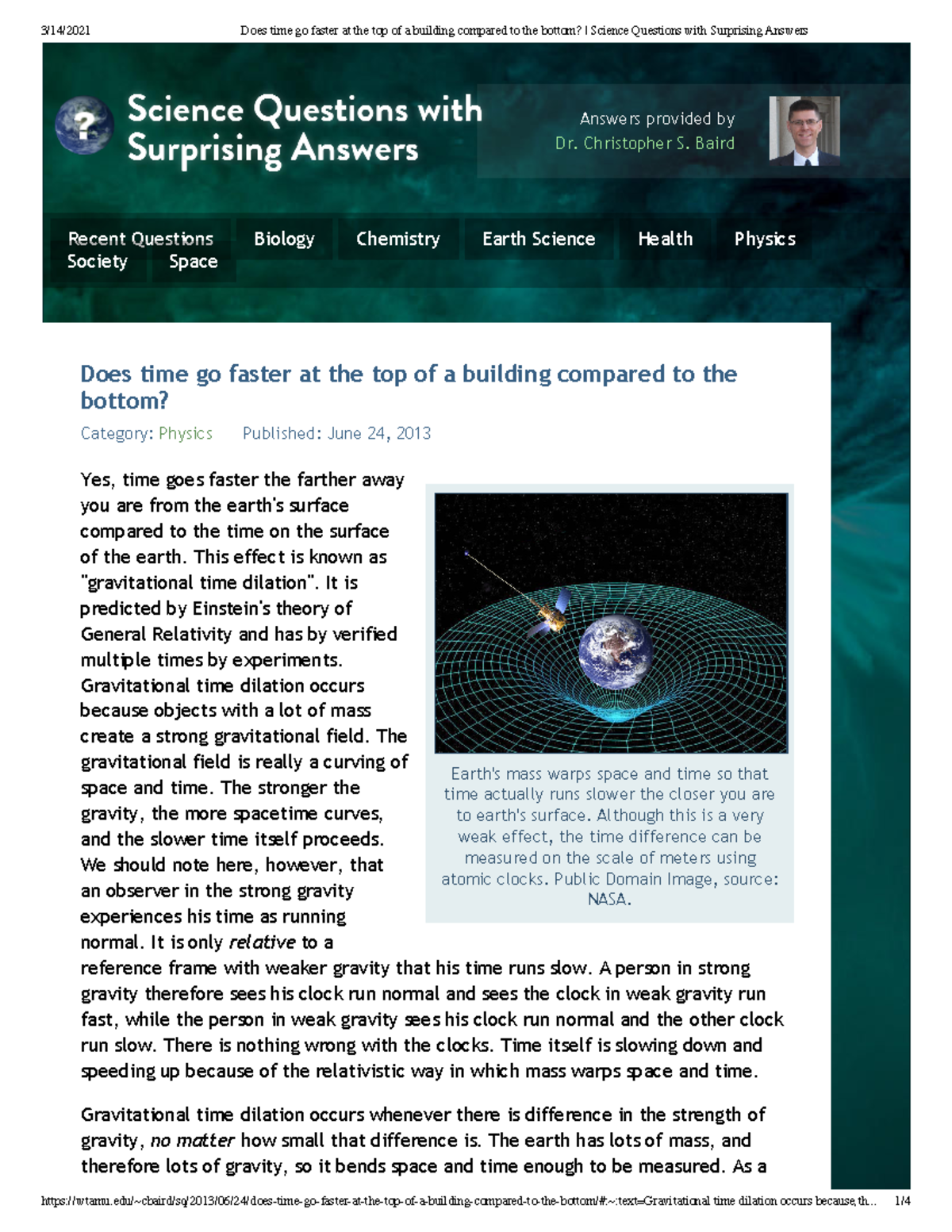 Does time go faster at the top of a building compared to the bottom