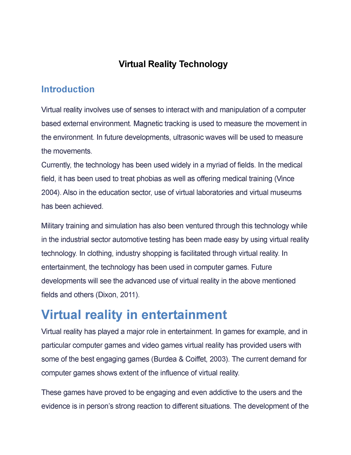 virtual reality thesis statements