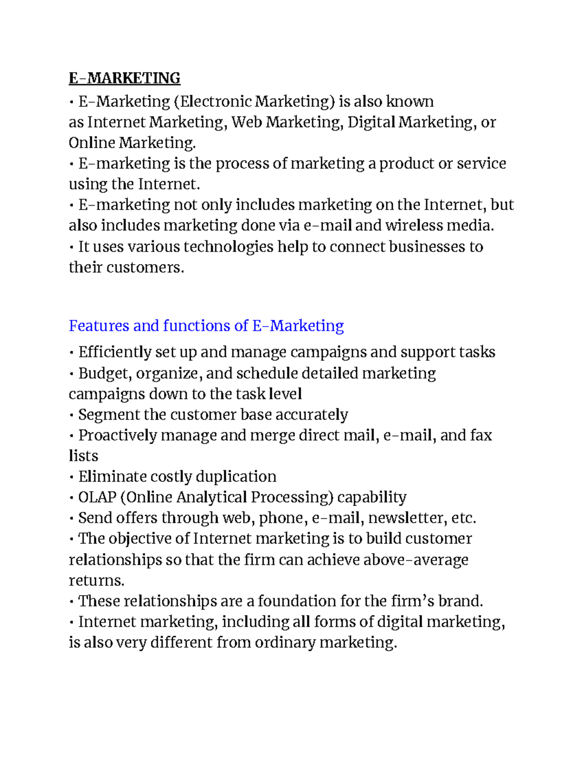 E- Marketing - Usefull - E-MARKETING E-Marketing (Electronic Marketing ...