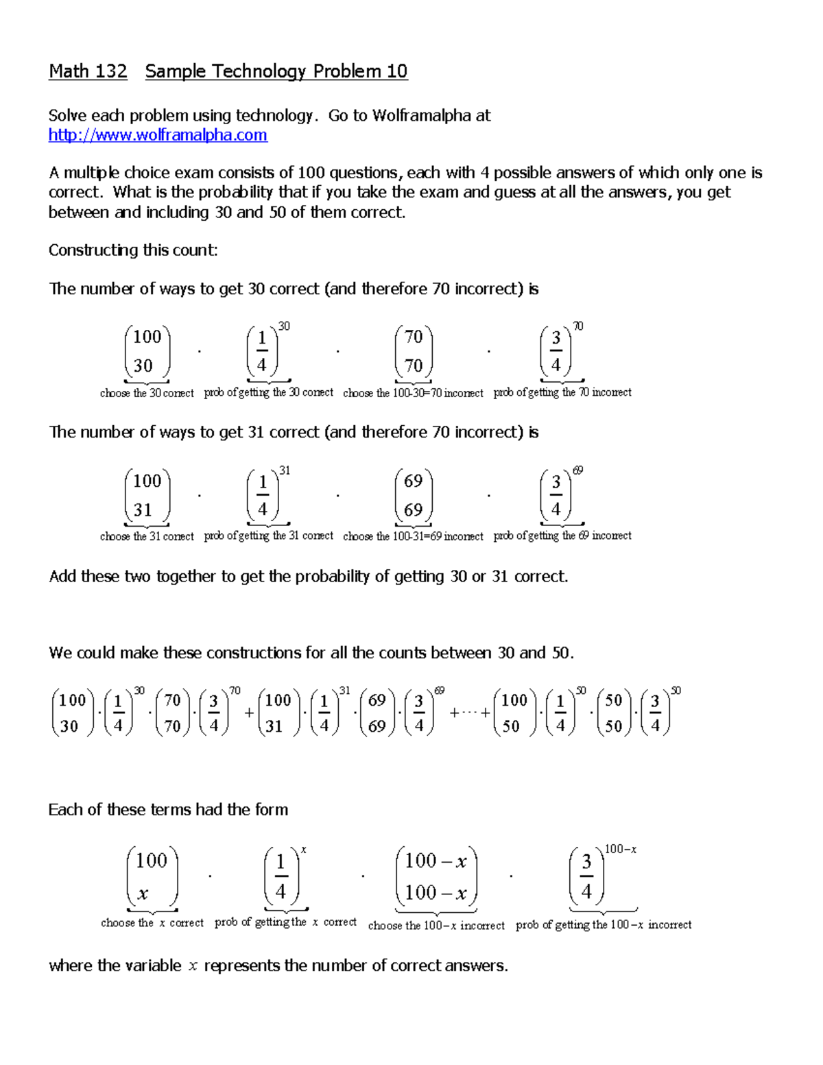 Sample Tech Problem 10 - Using Wolfram Alpha complete the following ...
