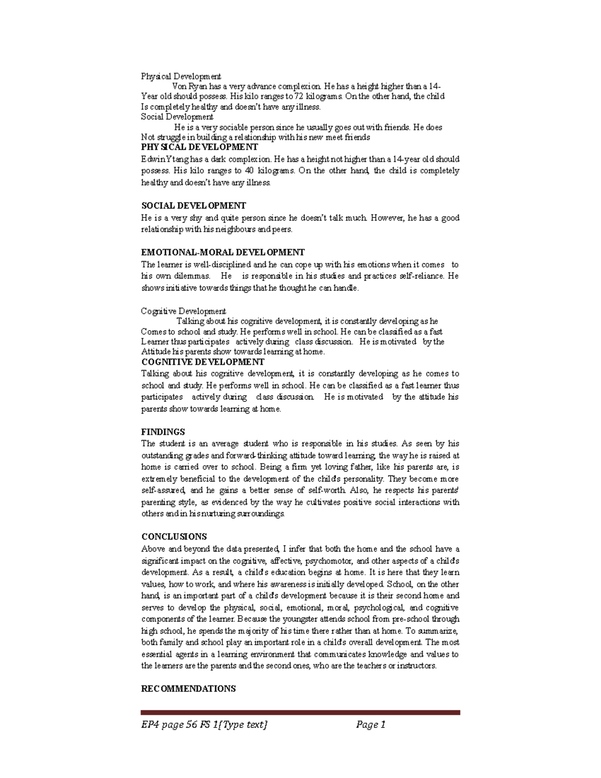 EP4 PAGE 56 Documentation - Physical Development Von Ryan has a very ...