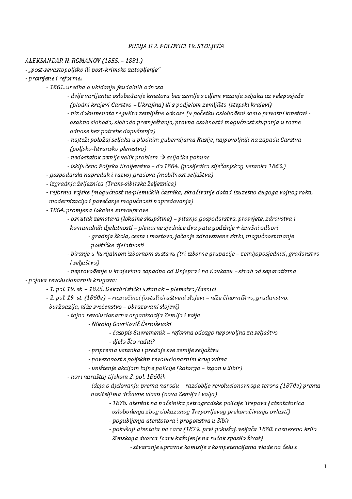 9. Rusija u 2. polovici 19. stoljeća - RUSIJA U 2. POLOVICI 19 ...