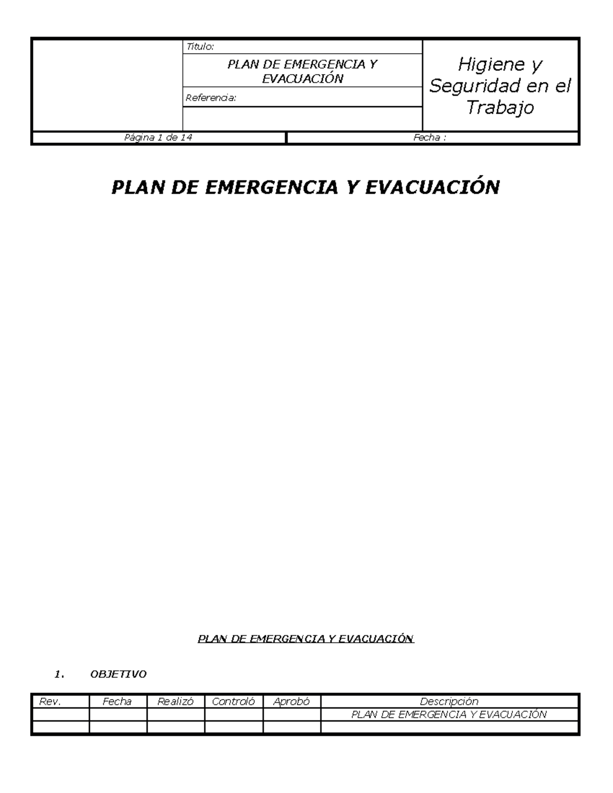 Plan de Emergencia y Evacuación - Higiene y Seguridad en el Trabajo ...