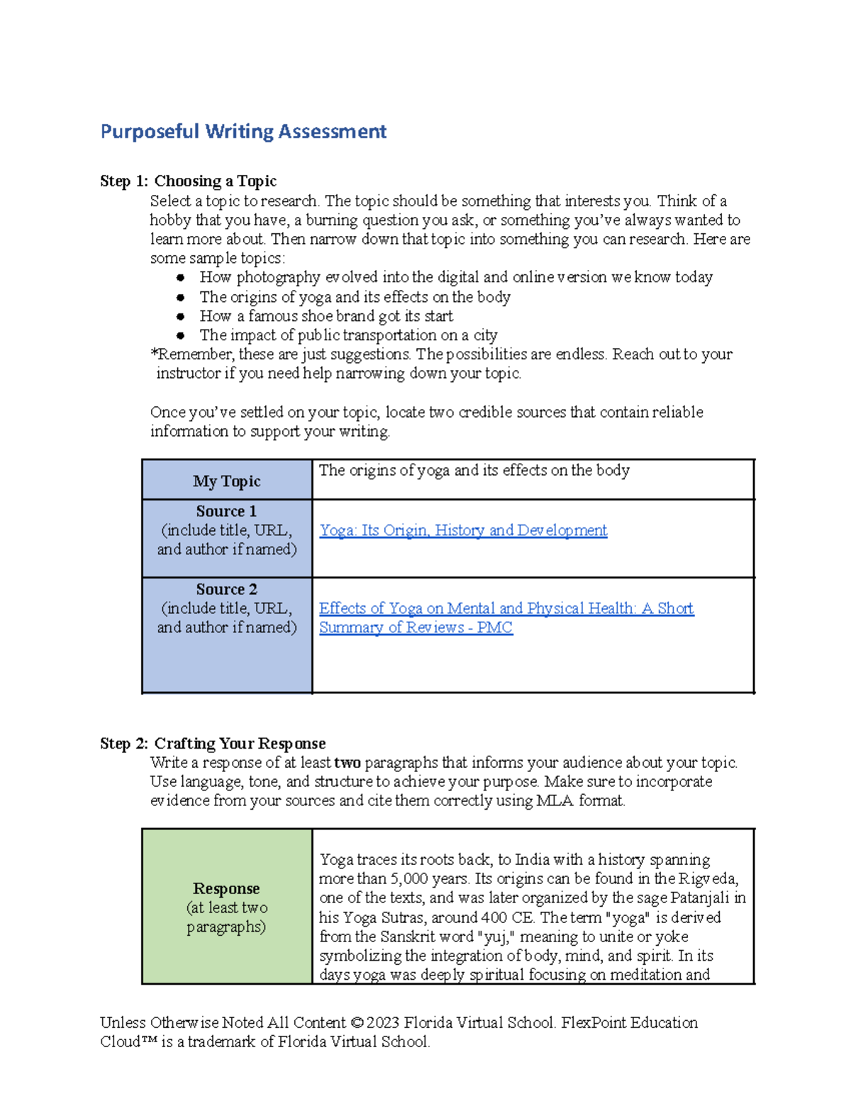 1.03 Purposeful Writing - Purposeful Writing Assessment Step 1 ...