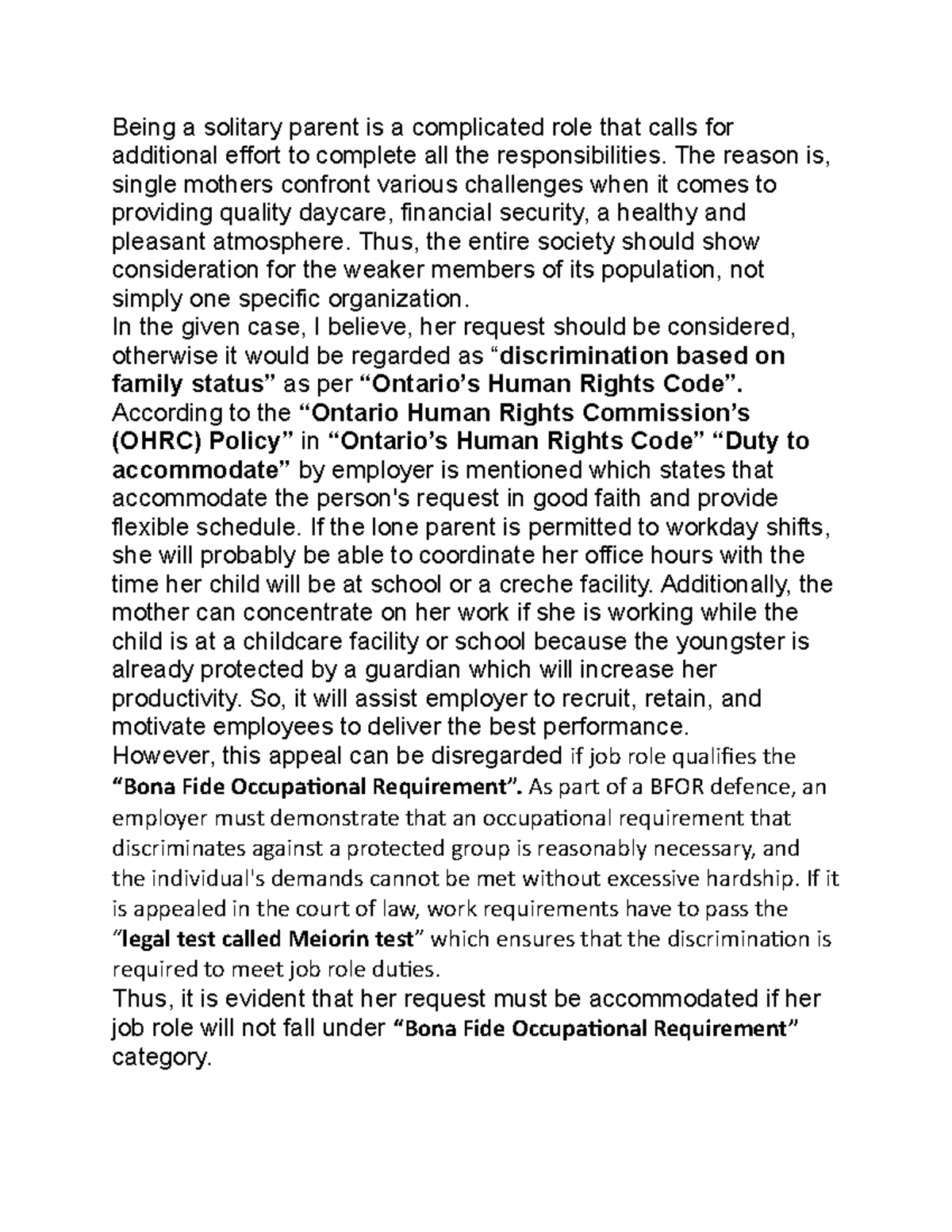 2nd dis - Human rights issues - Being a solitary parent is a ...