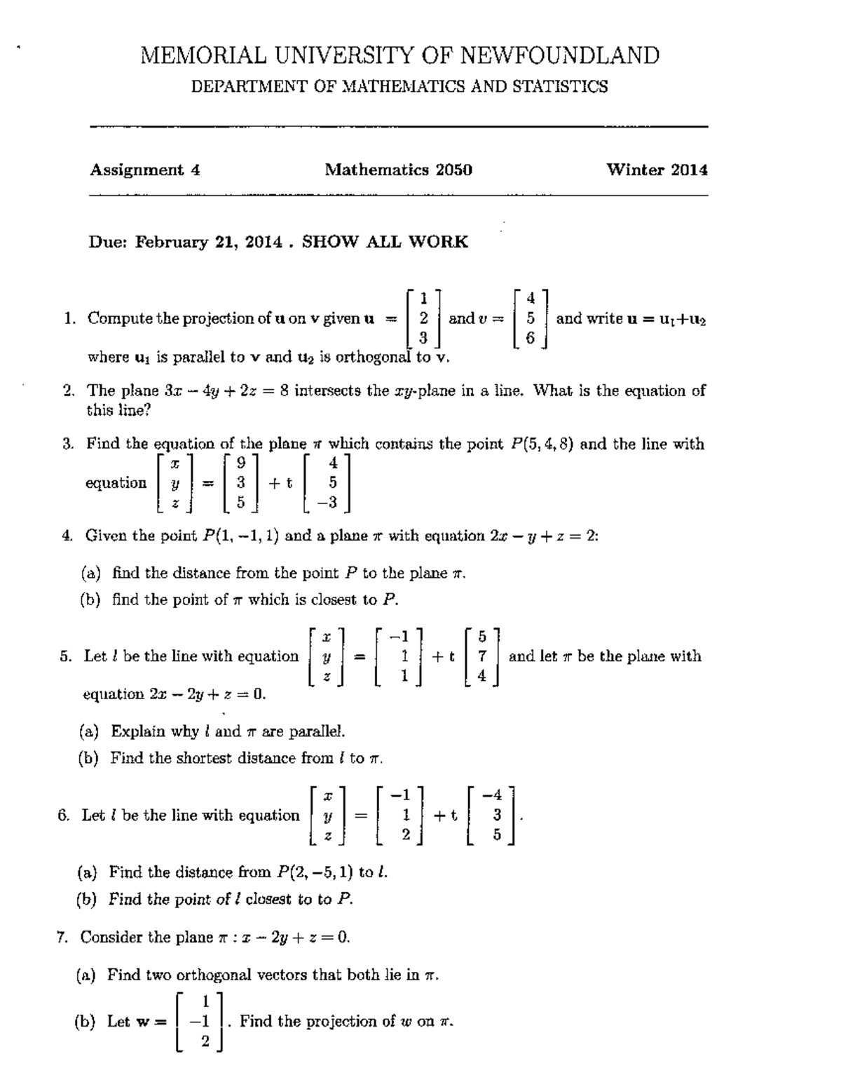 Assn4sol W14 - Assignment 4 - MEMORIAL UNIVERSITY OF NEWFOUNDLAND ...