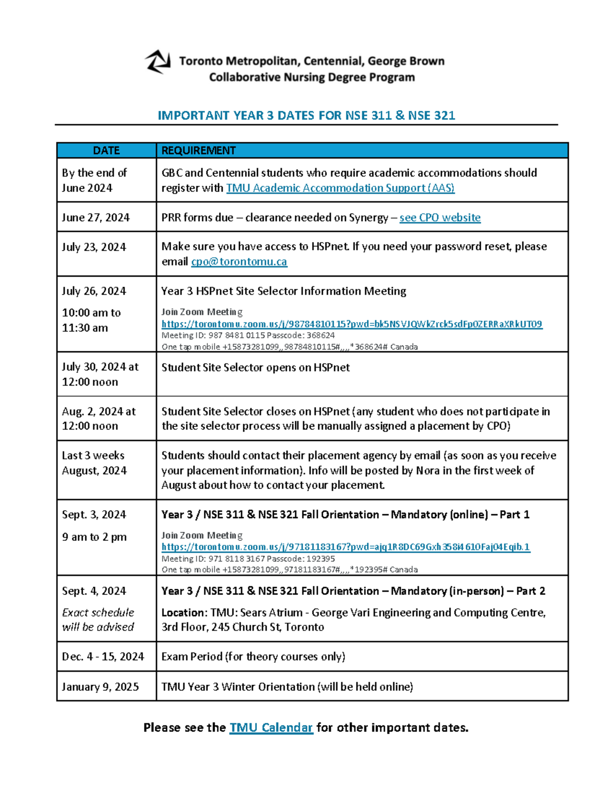 Year3Important Dates 2024-2025 - IMPORTANT YEAR 3 DATES FOR NSE 311 ...