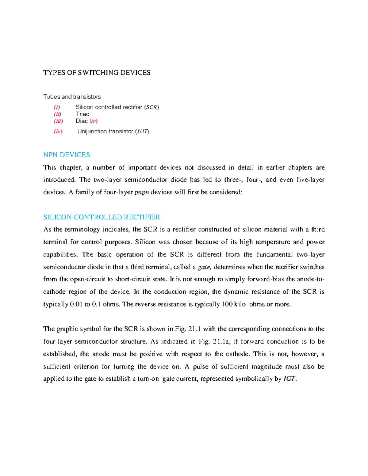 Switching Devices - Exam practice - TYPES OF SWITCHING DEVICES Tubes ...