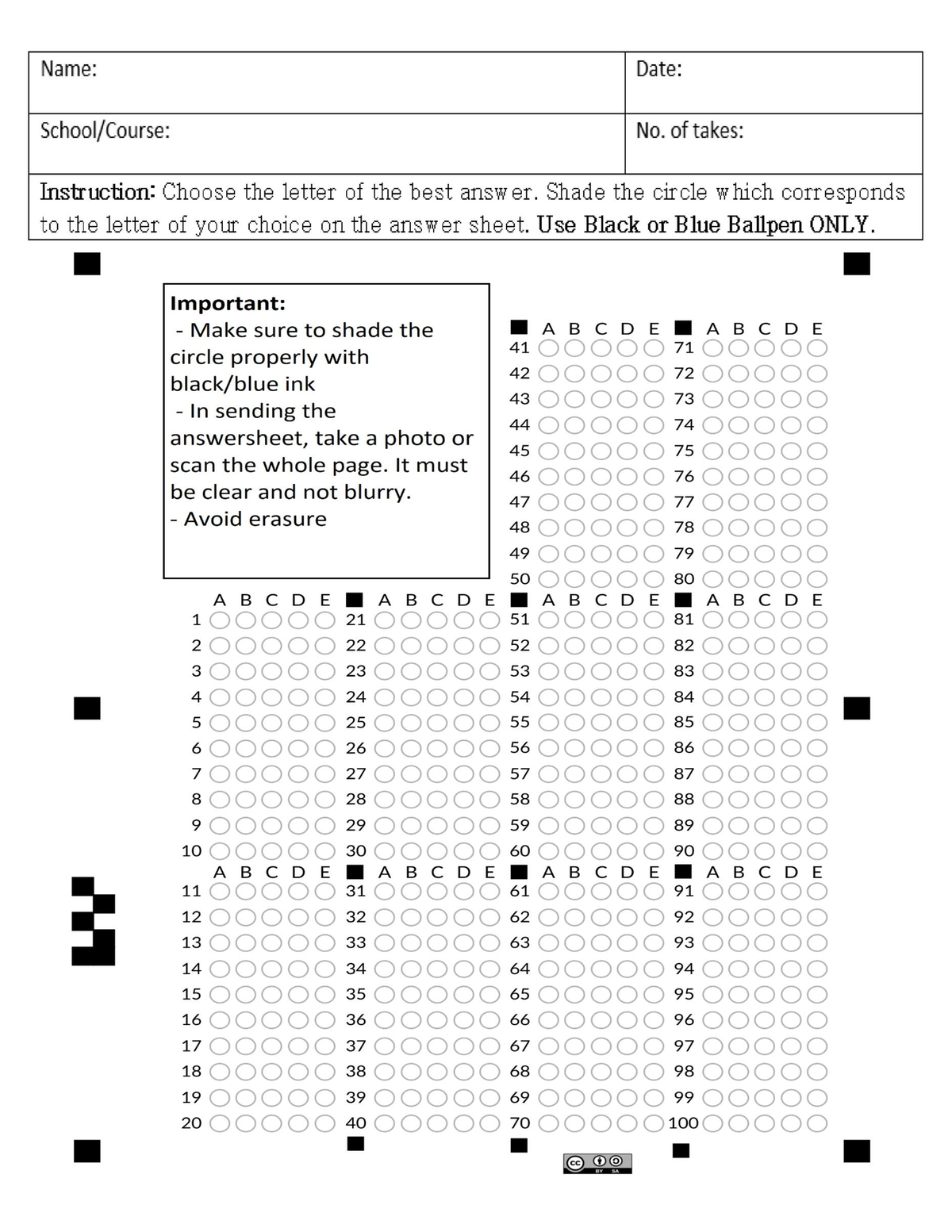 Diagnostic Exam Answersheet - Mathematics - Studocu