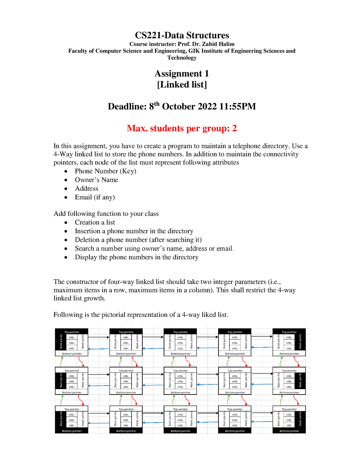 CS221-Assignment 1-2022 - CS221-Data Structures Course Instructor: Prof ...