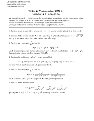 Tenta 23 Augusti 2017, Frågor - LINK ̈ OPINGS UNIVERSITET Matematiska ...