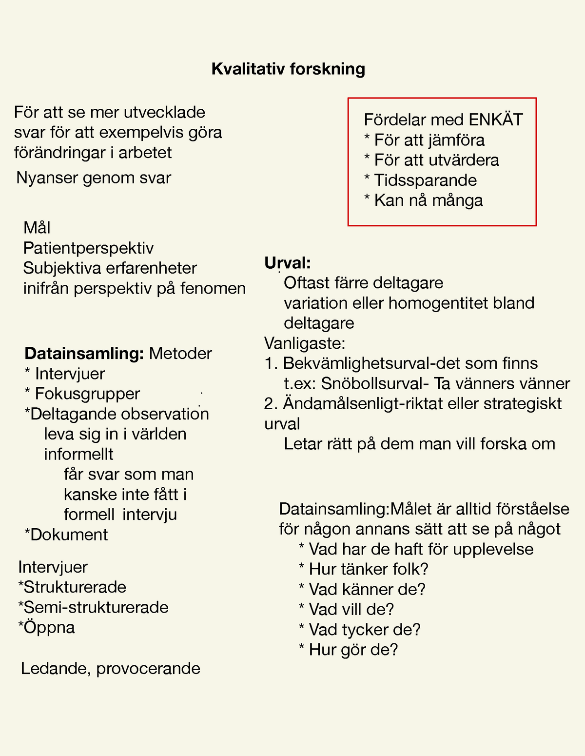 Kvalitativ Forskning - 1SJ020 T2 - KI - Studocu