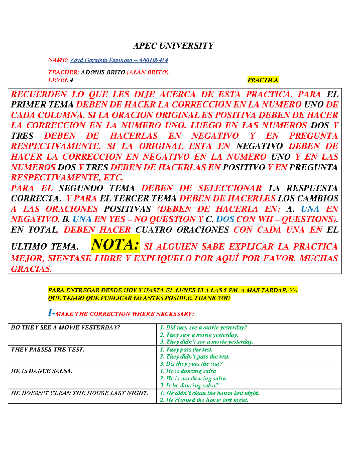 Practica Level 4 PARA Entregar EL Lunes A LAS 5 PM A MAS Tardar - APEC ...