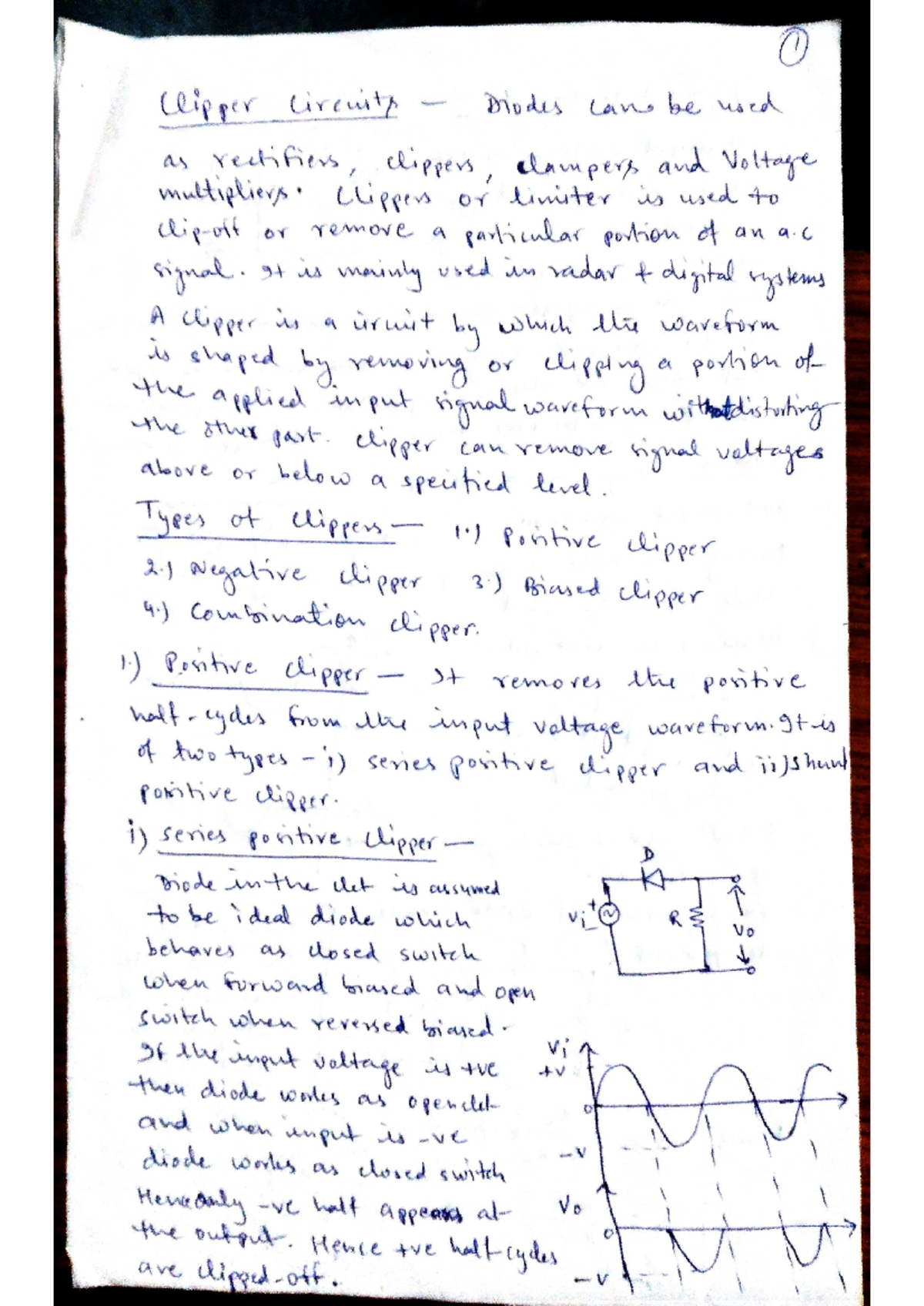 Clipper And Clamper Notes - Electronics Engineering - Studocu