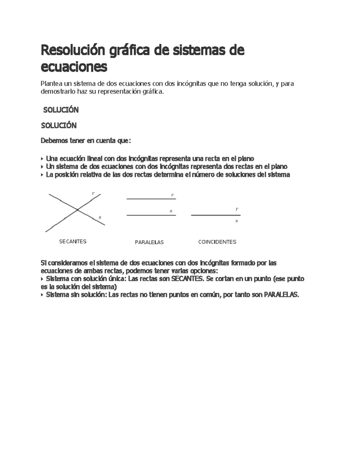 Ejercicio Ecuacion Resuelto Resoluci N Gr Fica De Sistemas De