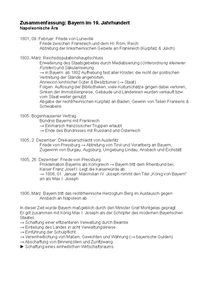 Zusammenfassung Bayern 19. Jahrhundert PDF - StuDocu
