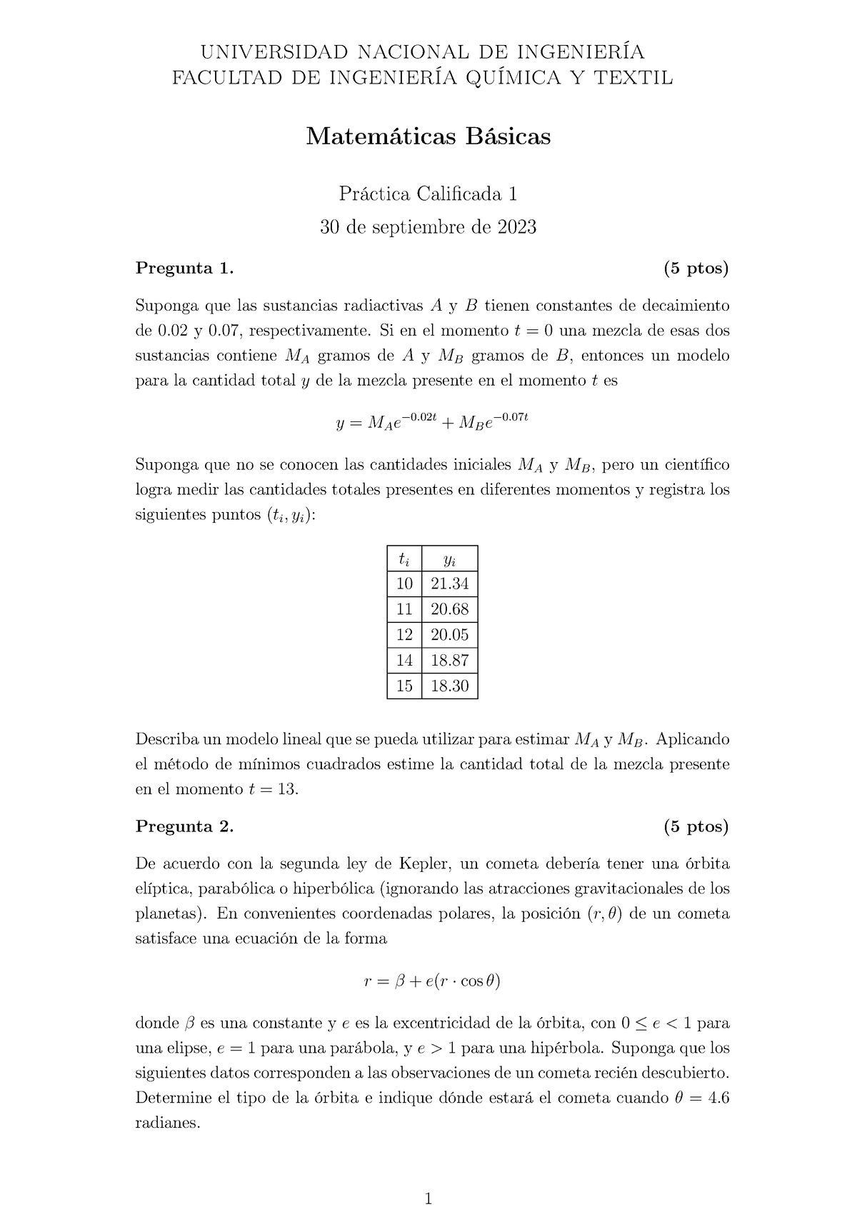 PC1 - Primera Calificada De Matematica Basica - Universidad Nacional De ...