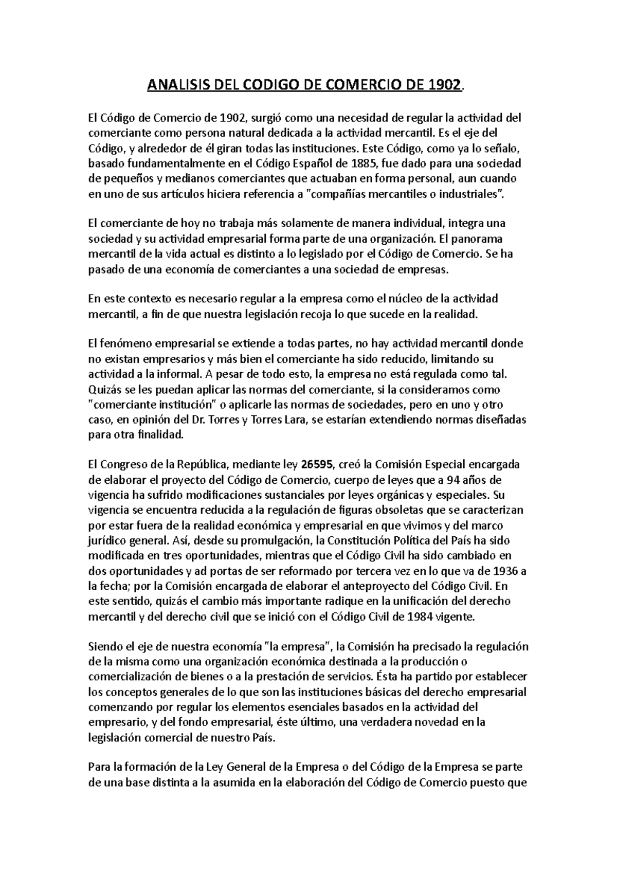Analisis DEL Codigo DE Comercio DE 1902 tarea para el viernes Analisis DEL Codigo DE Comercio DE 1902 tarea para el viernes