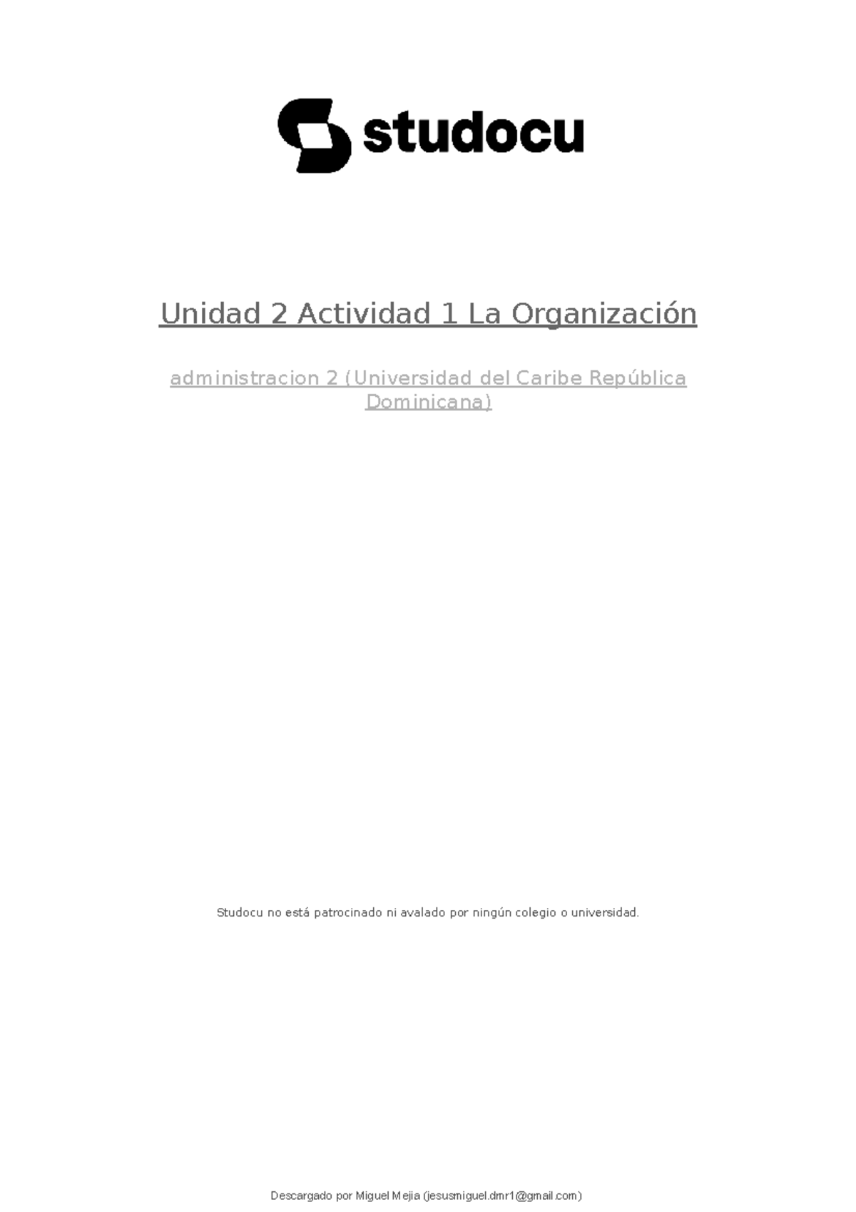 Unidad 2 Actividad 1 La Organizacion - Unidad 2 Actividad 1 La ...