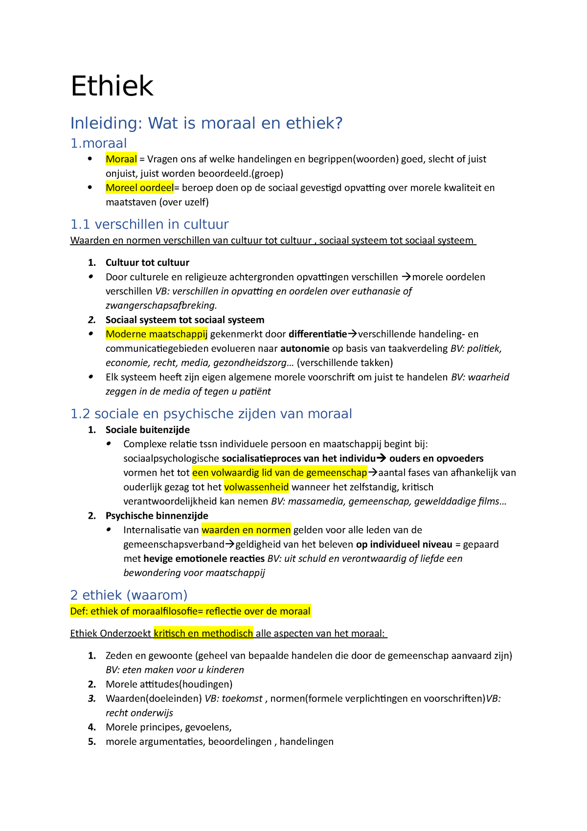 Ethiek Samenvatting - Ethiek Inleiding: Wat Is Moraal En Ethiek? 1 ...