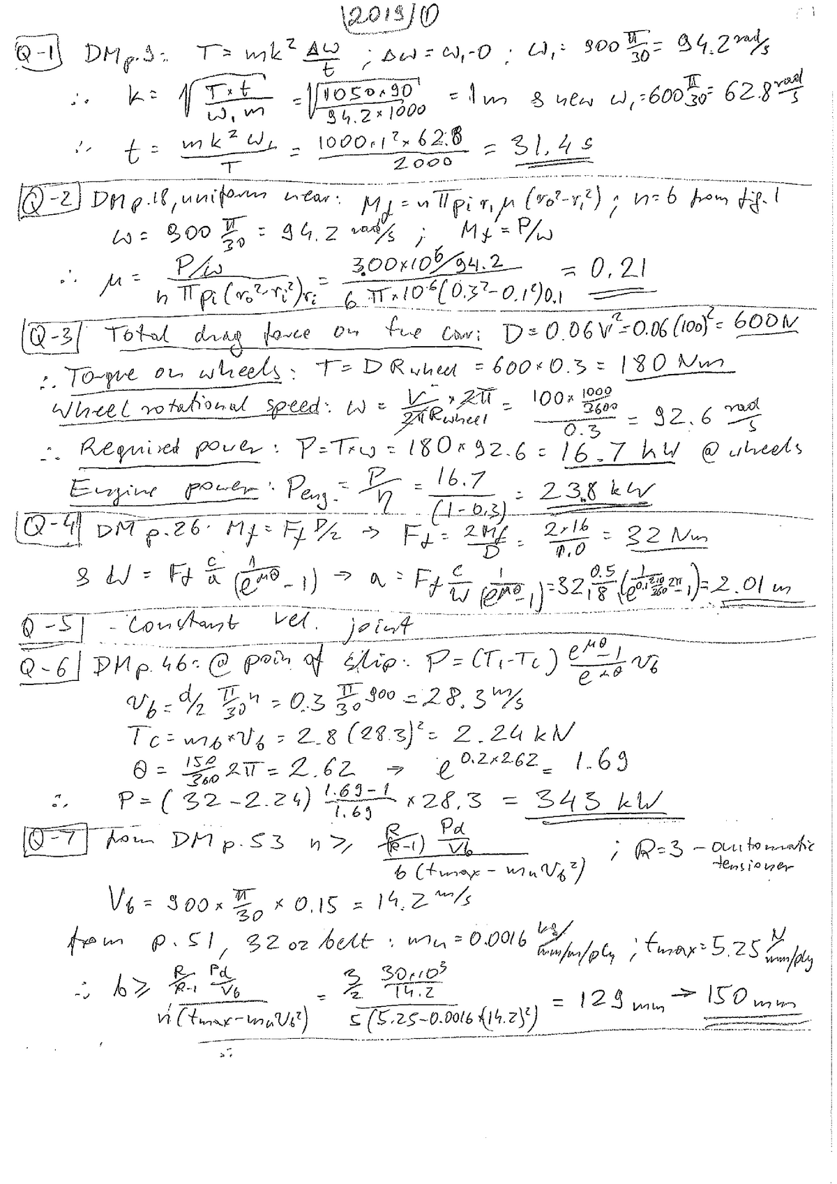 Design Practice 2019 main exam-solution - MECH ENG 2100 - Studocu