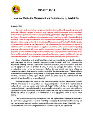 Inventory system for Supply Office