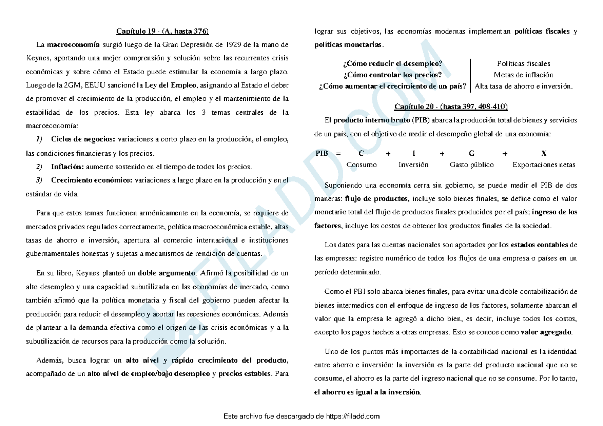 Resumen 2 - Economia con aplicaciones a Latinoamerica - Capítulo 19