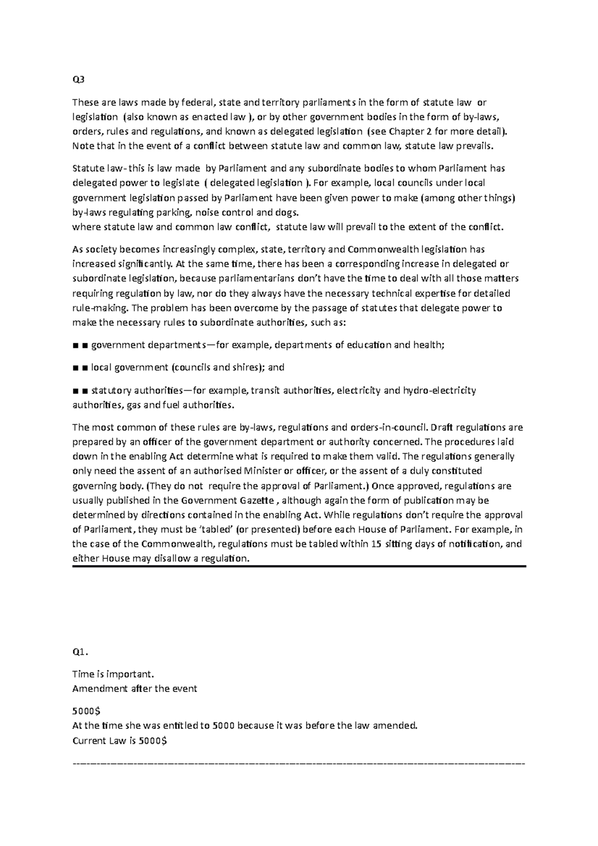 Tut Note - Business Tutoorial Work - Q3 These are laws made federal ...