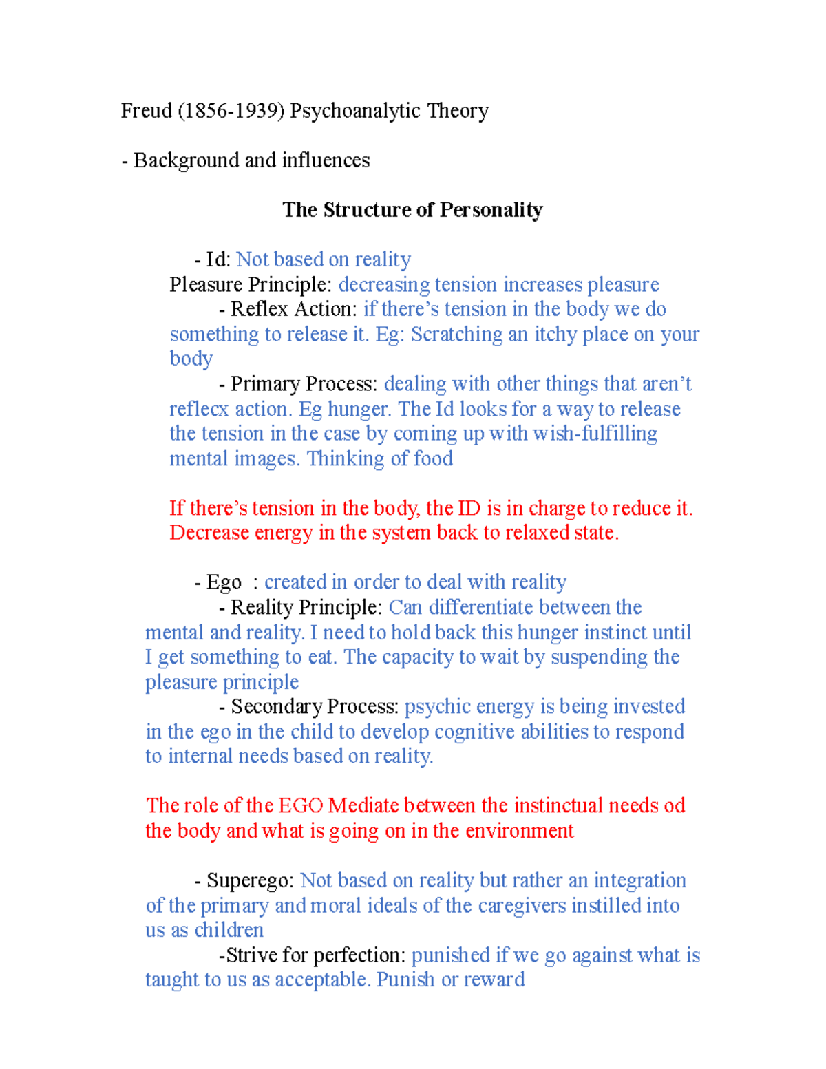 Freud Outline. Chapt 2 - Review - Freud (1856-1939) Psychoanalytic ...