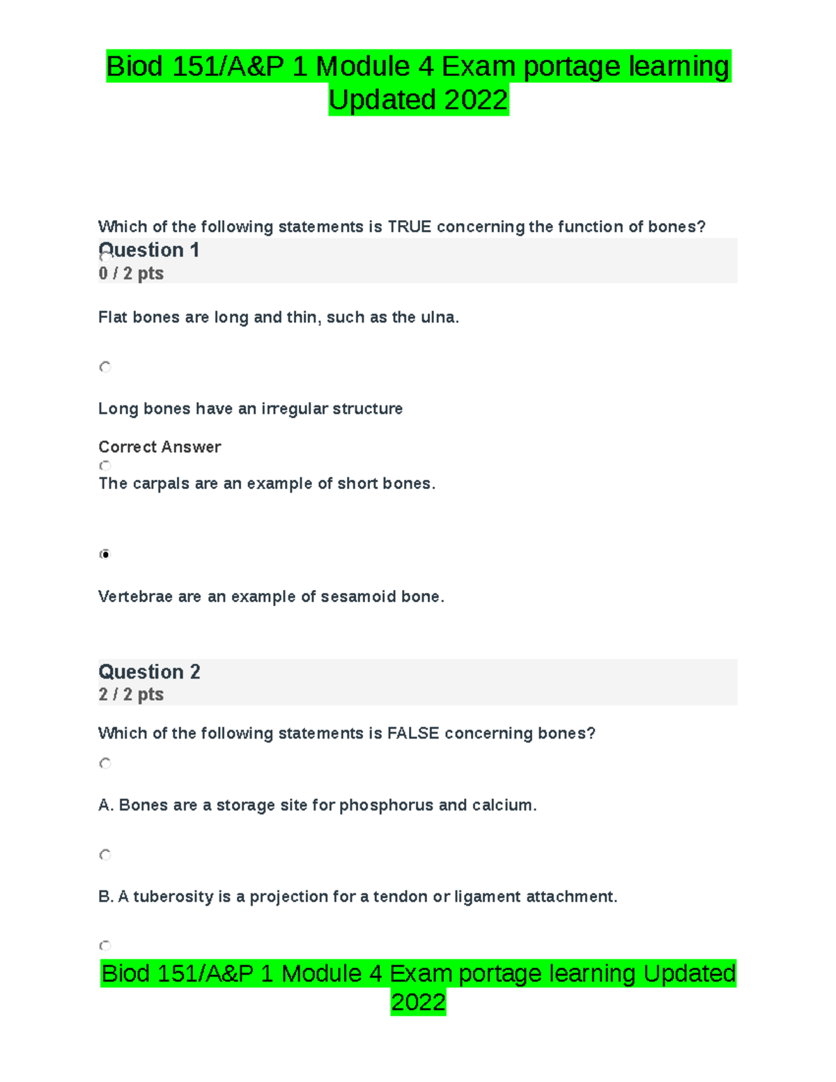 Modul 4 Exam Questions Updated 2022 Which of the following statements