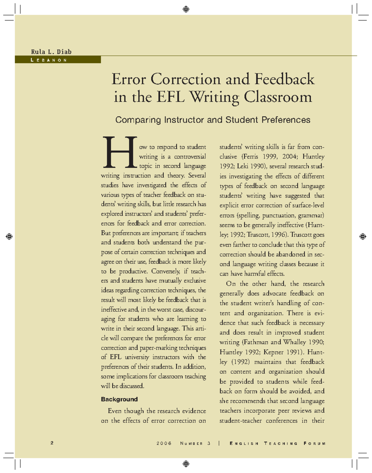 Error correction and feedback in the EFL writing classroom ETForum 2