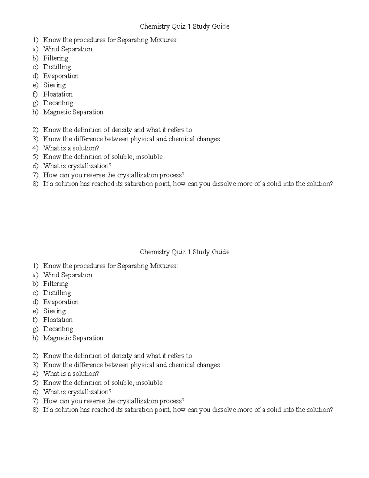 Chemistry Quiz 1 Study Guide - Chemistry Quiz 1 Study Guide Know The ...