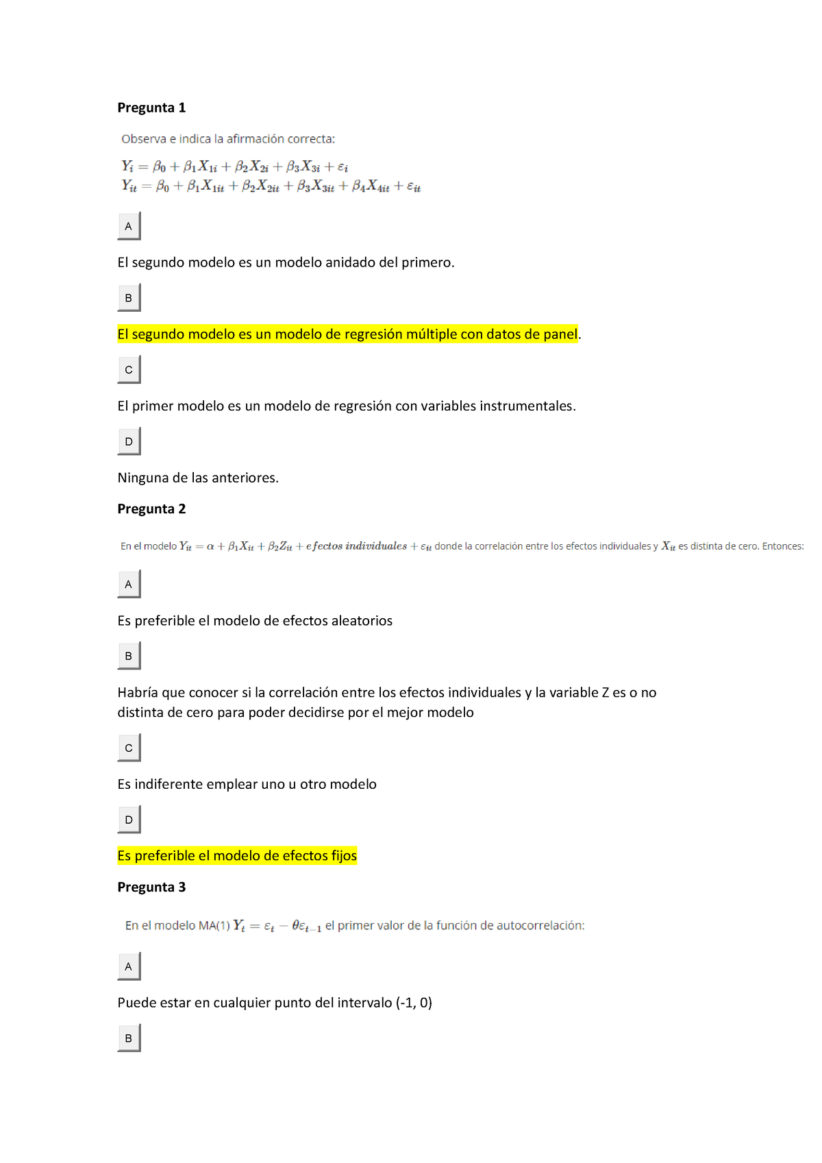 Examen Econometría Convocatoria Junio 2021 AVEX - Pregunta 1 A El ...