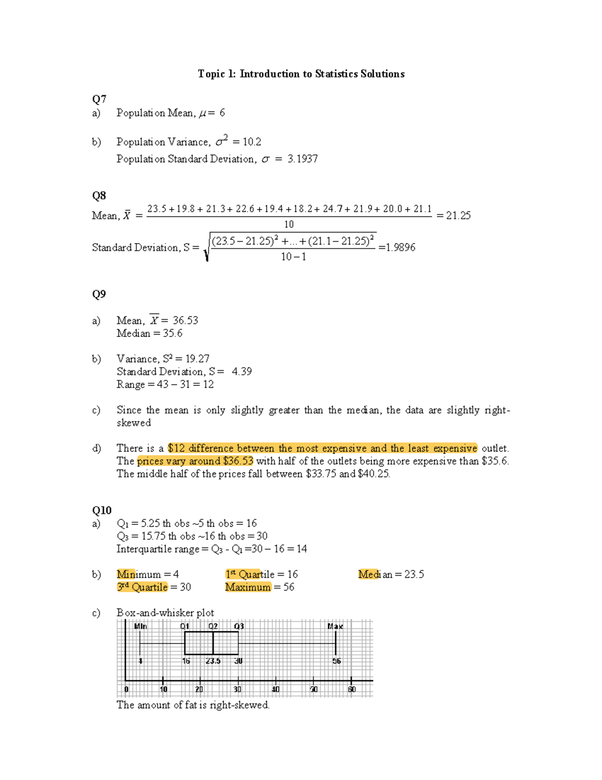 Topic 1 Solutions (Q7-Q12) - Topic 1: Introduction to Statistics ...