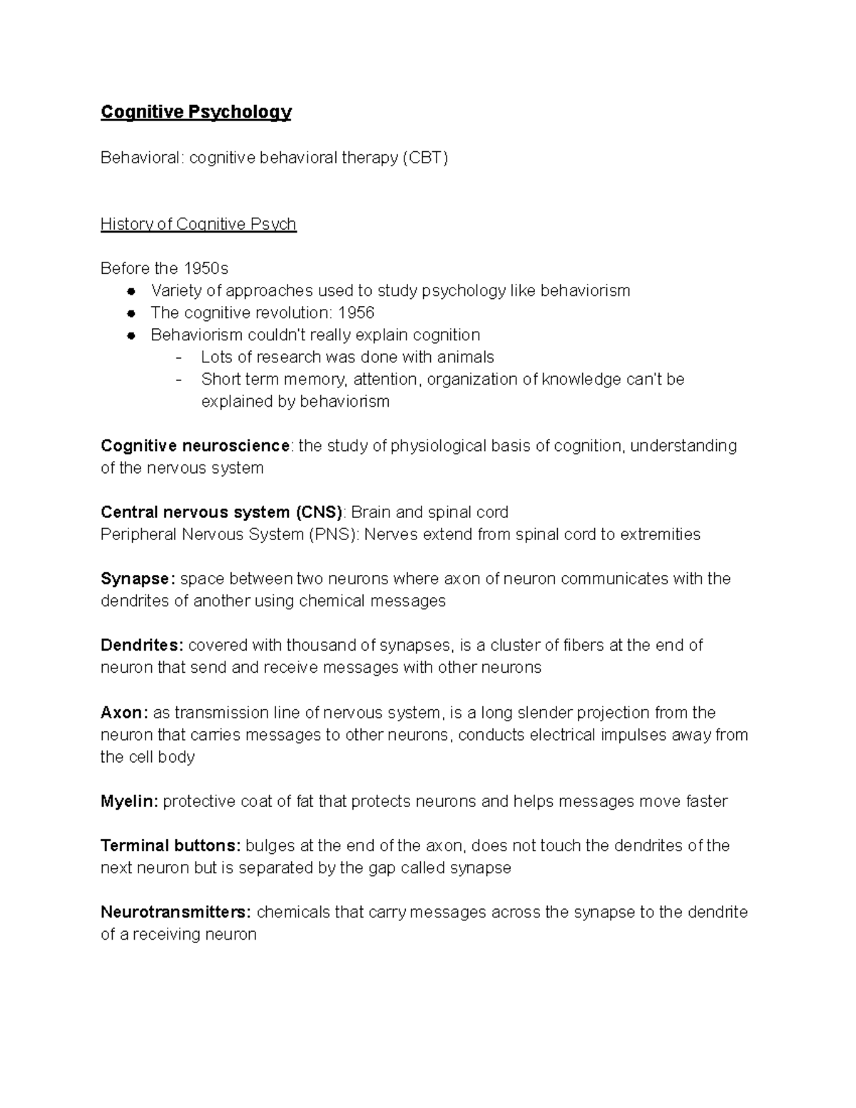 cognitive psychology literature review topics