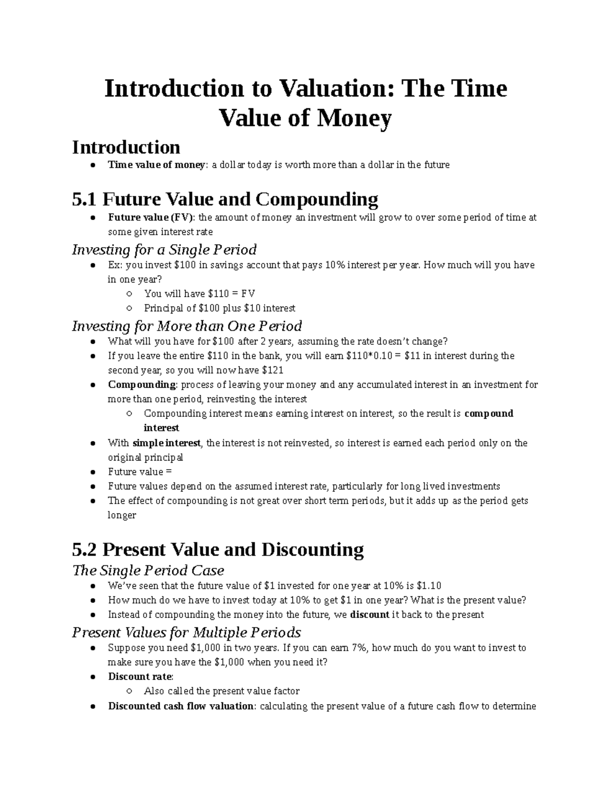 Chapter 5 Introduction To Valuation Time Value Of Money Introduction To Valuation The Time 3735