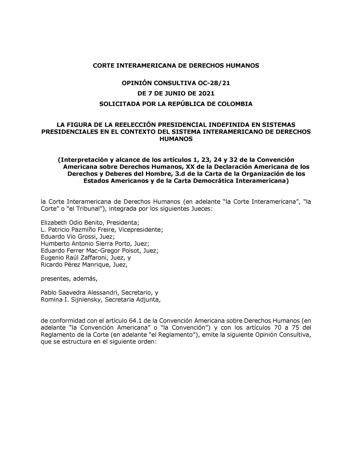 Lectura Opinion Consultiva DE LA Corte IDH - CORTE INTERAMERICANA DE ...