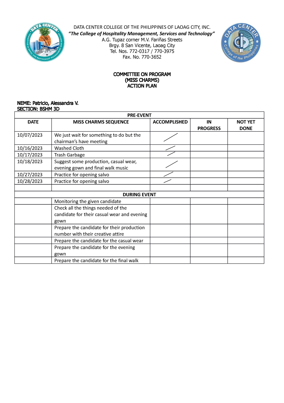 Action-Plan Patricio - Research - DATA CENTER COLLEGE OF THE ...