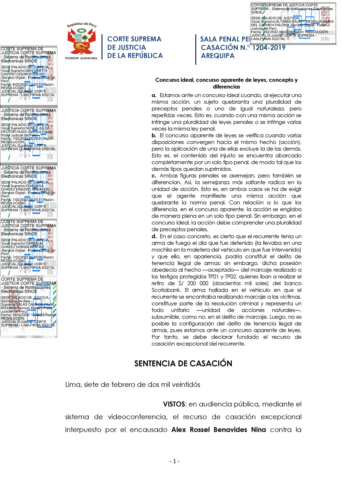 Sala Penal Permanente Casación N.° 1204-2019-Arequipa - DE JUSTICIA DE ...