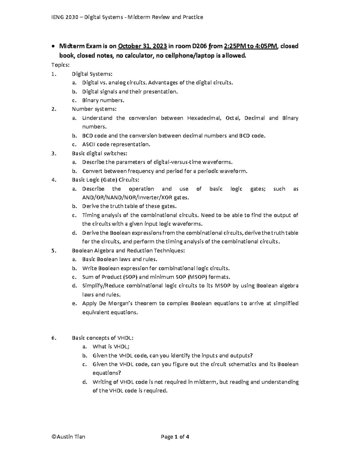 Midterm Review - where can we find - • Midterm Exam is on October 31 ...